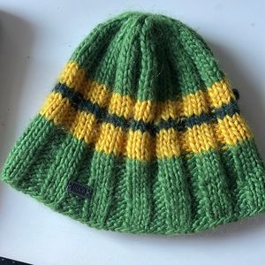 Green and yellow Bula beanie